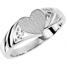 14K White 9x8 mm Heart Signet Ring - 562271937P