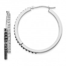 Quality Gold 14k White Gold Diamond Fascination Diamond Round Hinged Hoop Earrings - DF233