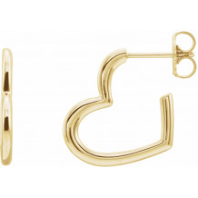 14K Yellow Heart Hoop Earrings - 87040601P