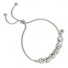 Quality Gold Sterling Silver Polished Adjustable Slip-on Bracelet - QG4260