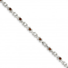 Quality Gold Sterling Silver Garnet & CZ Bracelet - QX166GA