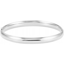 14K White 6.5 mm Hinged Bangle Bracelet - BRC185239022P