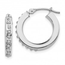Quality Gold 14k White Gold Diamond Fascination Round Hinged Hoop Earrings - DF227