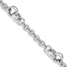 Quality Gold Sterling Silver Rhodium Plated Polished Cuff Link Bracelet - QG5001-7.75