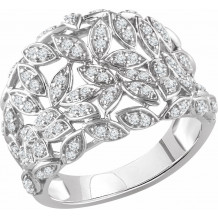 14K White 1/2 CTW Diamond Leaf Ring - 65236360000P