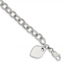 Quality Gold Sterling Silver Heart Charm Bracelet - QG1475-7.25