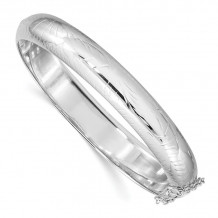 Quality Gold Sterling Silver Rhodium-plated 10.25mm Bangle Bracelet - QB37