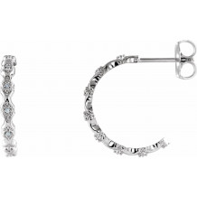 14K White .05 CTW Diamond Hoop Earrings - 86690600P