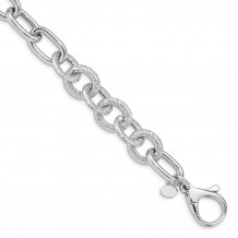 Quality Gold Sterling Silver Rhodium Plated Polished Fancy Link Bracelet - QG4845-8