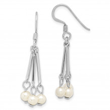 Quality Gold Sterling Silver Rhodium-plated Freshwater Cultured Pearl Dangle Earrings - QE15390