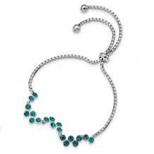 Quality Gold Sterling Silver Rhodium-plated Blue Zircon Adjustable Bracelet - QG4620