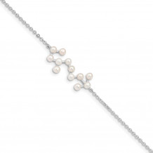 Quality Gold Sterling Silver Rhod-plat 12 2-3mm FWC Pearl Scorpio Bracelet - QG5096-7