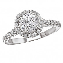 14k White Gold Round Halo Semi-Mount Engagement Ring