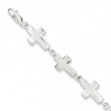 Quality Gold Sterling Silver Crosses Bracelet - QA25-7