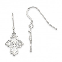 Quality Gold Sterling Silver Cross Dangle Earrings - QE6920