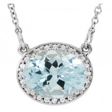 14K White Aquamarine & .04 CTW Diamond 16.5 Necklace - 85903101P