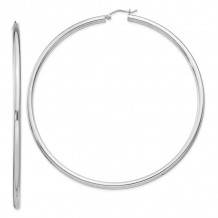 Quality Gold Sterling Silver Rhodium-plated 3mm Round Hoop Earrings - QE4401