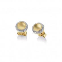 14k Yellow Gold Breuning Diamond Button Earrings