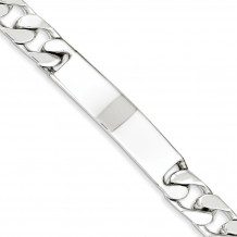 Quality Gold Sterling Silver Polished Engraveable Curb Link ID Bracelet - QID137-7.5