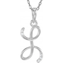 14K White .025 CTW Diamond Initial L 18 Necklace - 8555760048P