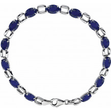 14K White 7x5 mm Oval Lab-Grown Blue Sapphire 7 Bracelet - 651203100P