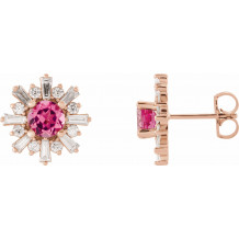 14K Rose Pink Tourmaline & 3/4 CTW Diamond Earrings - 869826016P