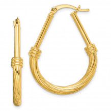Quality Gold Sterling Silver Gold Tone Twisted Hoop Earrings - QE14164