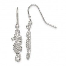 Quality Gold Sterling Silver Polished & Textured Seahorse Dangle Earrings - QE6954