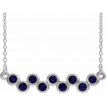 14K White Blue Sapphire Bezel-Set Bar 16-18 Necklace - 8652560045P