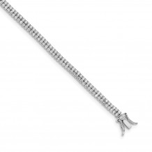Quality Gold Sterling Silver Rhodium-plated 2-Row CZ Tennis Bracelet - QG4938-7.25