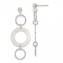 Quality Gold Sterling Silver Polished & Textured Fancy Circle Dangle Post Earrings - QE6309