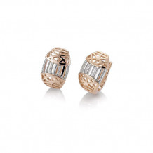 14k Two Tone Gold Breuning Diamond Huggie Earrings