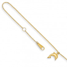 Quality Gold 14k Dolphin Charm Anklet - ANK231-10