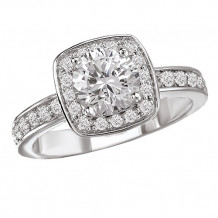 14k White Gold Halo Semi-Mount Diamond Engagement Ring