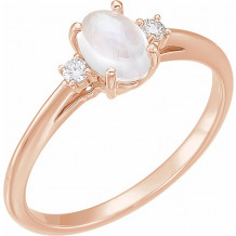 14K Rose Rainbow Moonstone & .06 CTW Diamond Ring - 71811602P