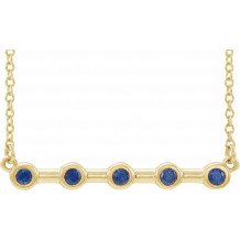 14K Yellow Blue Sapphire Bezel-Set 16 Bar Necklace - 868406056P
