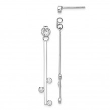 Quality Gold Sterling Silver Rhodium-plated CZ Bar Dangle Front & Back Earrings - QE15243
