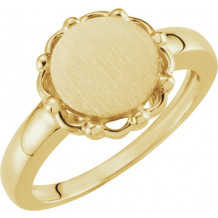 10K Yellow 12 mm Round Signet Ring - 50494294834P