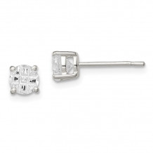 Quality Gold Sterling Silver 5mm Round 4 Prong CZ Stud Earrings - QE7493