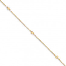 Quality Gold 14k Polished Flowers Anklet - ANK306-10