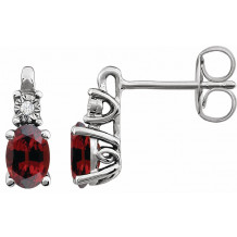 14K White Mozambique Garnet & .02 CTW Diamond Earrings - 651536108P