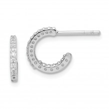 Quality Gold Sterling Silver Rhodium Plated CZ Hoop Earrings - QE14751