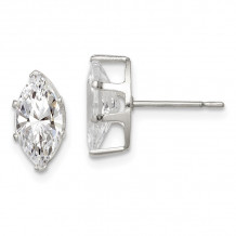 Quality Gold Sterling Silver 10x5 Marquise Snap Set CZ Stud Earrings - QE7555