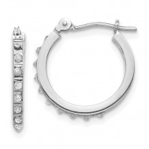 Quality Gold 14k White Gold Diamond Fascination Hinged Hoop Earrings - DF176