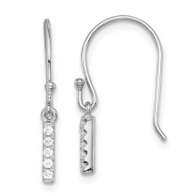 Quality Gold Sterling Silver Rhodium-plated CZ Bar Dangle Earrings - QE14906
