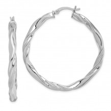 Quality Gold Sterling Silver Rhodium Plated 45mm Twist Hoop Earrings - QE6714