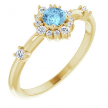 14K Yellow Aquamarine & 1/6 CTW Diamond Ring - 720886028P