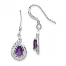 Quality Gold Sterling Silver & Amethyst Polished Fancy Dangle Earrings - QE7317