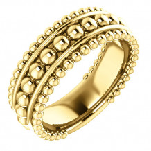 14k Yellow Gold Stuller Wide Beaded Fashion Ring