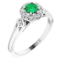 14K White Emerald & 1/10 CTW Diamond Ring - 717836000P